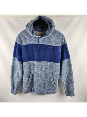 Hollister Hoodie Mens XL Blue Knit Pullover Drawstring Kangaroo Pocket